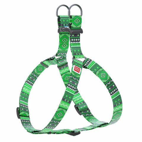 Шлейка WAUDOG Nylon с рисунком "Этно зеленый" 