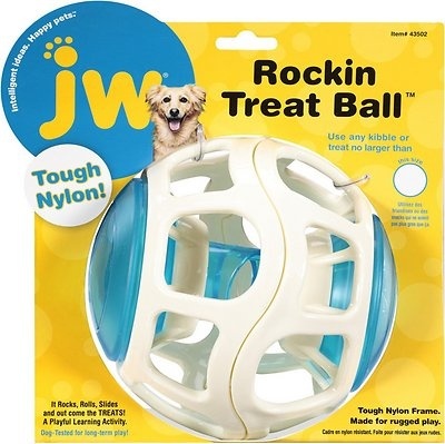 JW Шар, контейнер для лакомства, пластик (22 см) ROCKIN TREAT BALL DOG TOY