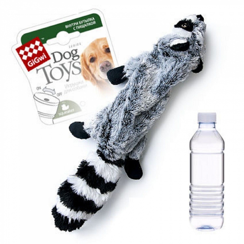 Gigwi Игрушка для собак Шкурка енота с бутылкой-пищалкой 51см